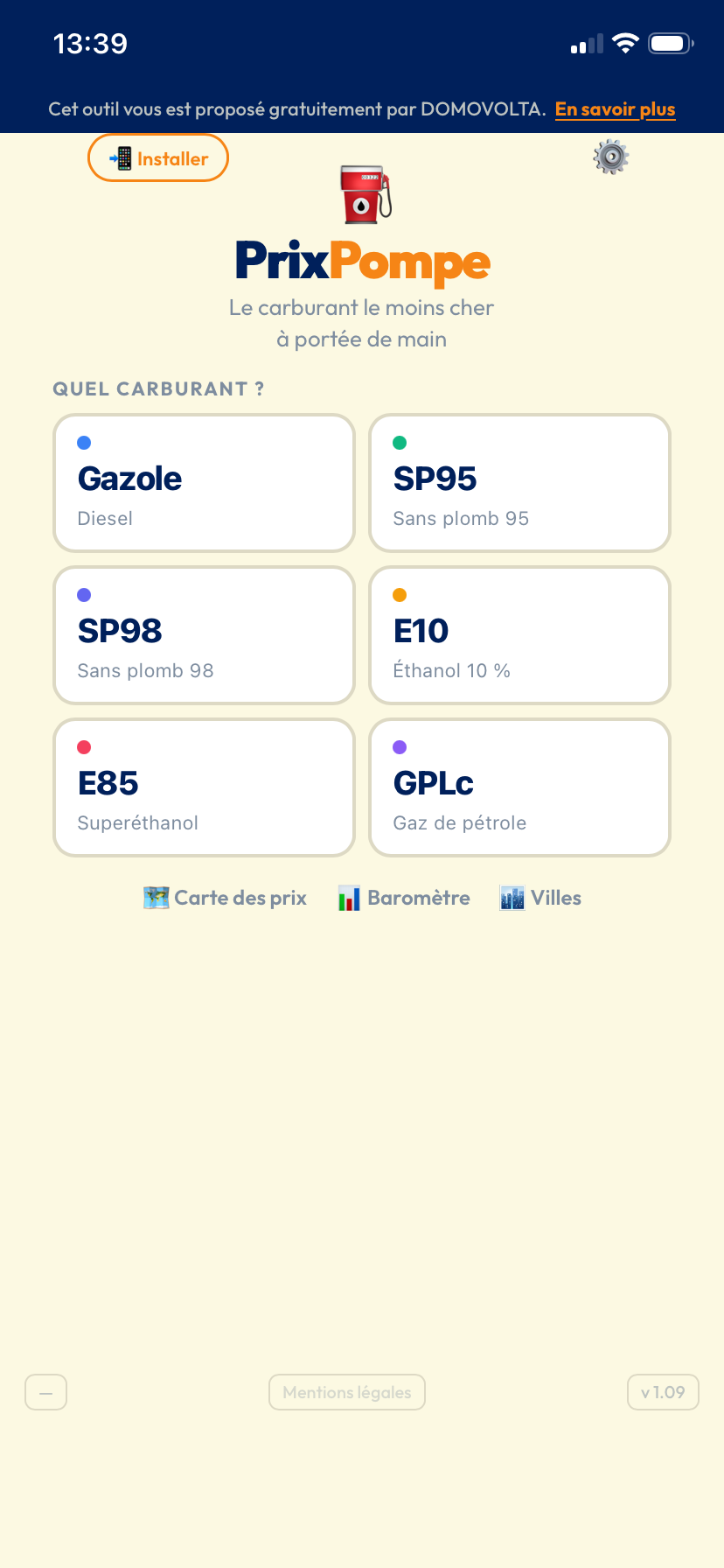 PrixPompe — Sélection carburant